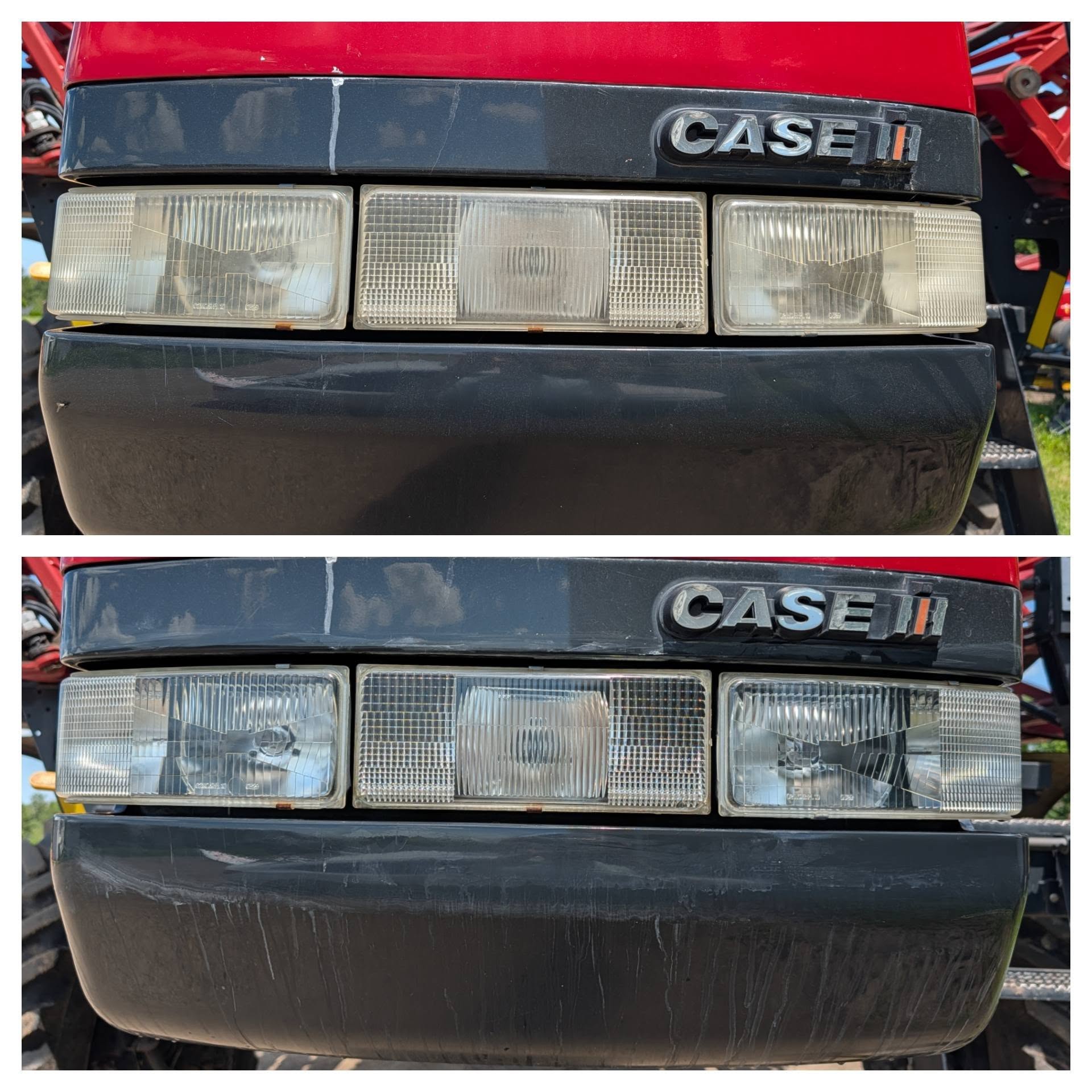 Headlight Oxidation Before & After Clear Finish